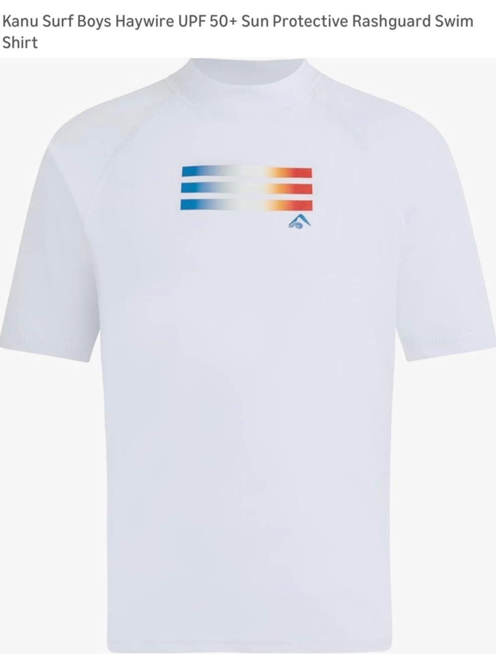 Kanu Surf White Rashguard with Blue-to-Red Gradient Stripe